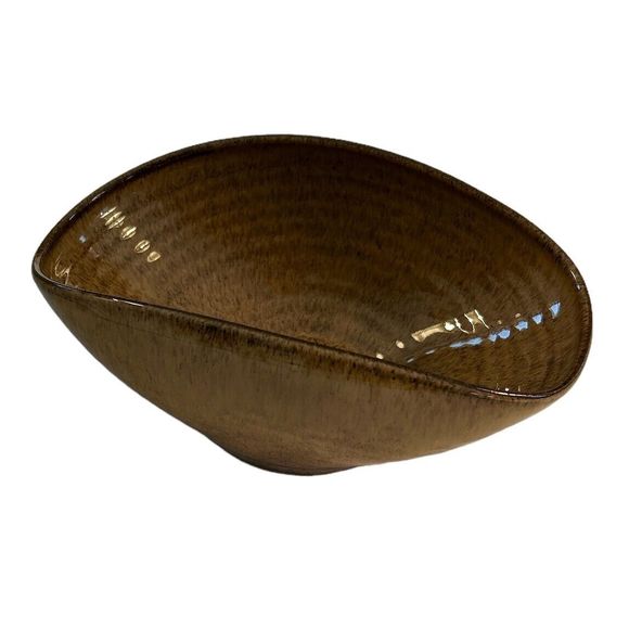 Vintage Potts Pottery Brown Glazed Curved Bowl - Signed J.P. Potts from N.C. - Picture 2 of 8